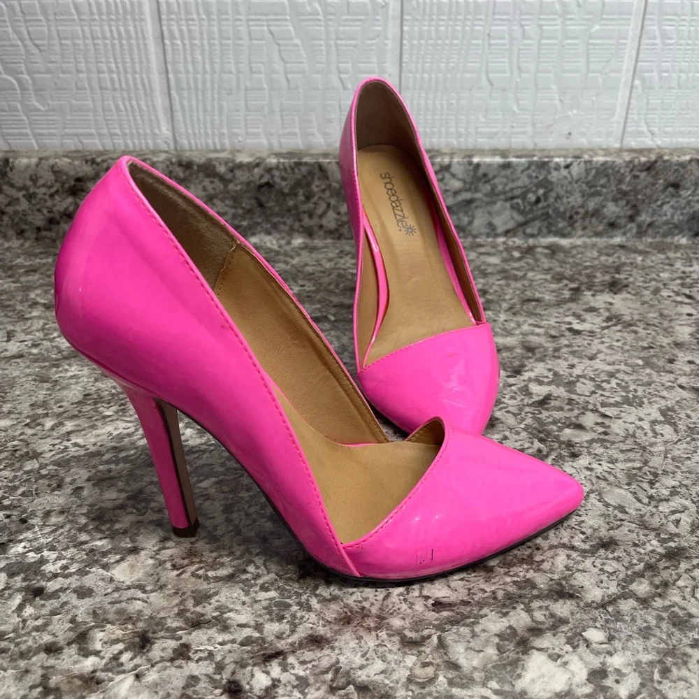 Shoe Dazzle Pink Stiletto Heels with Pointed Toe - Picture 8 of 9